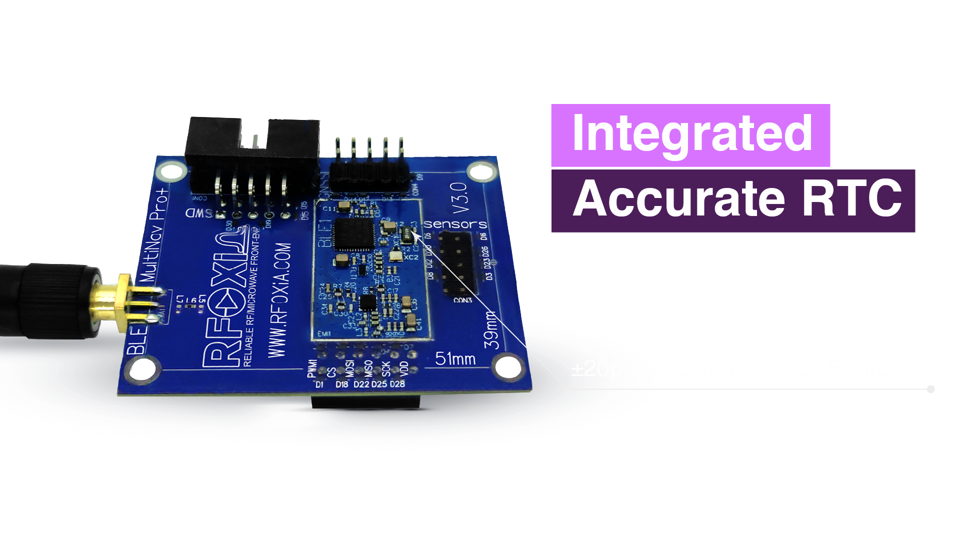 Integrated RTC crystal on BLE module for precise navigation timing synchronization
